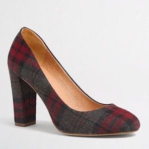 J. Crew Factory Olive Plaid Tartan Wool Pumps
